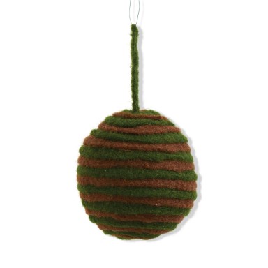 4 Inch Green and Brown Stripe Felt Ornament