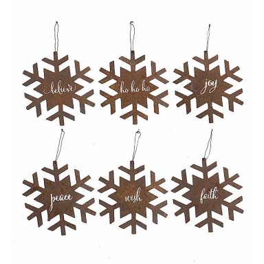 Rusty Metal Snowflake Ornaments