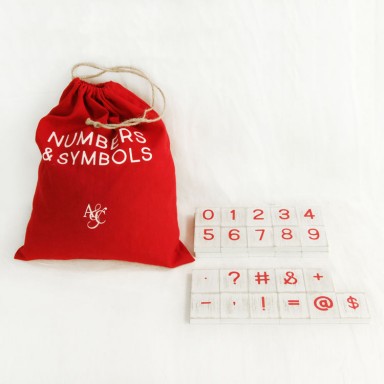 Lollipop White and Red Numbers and Symbols-15215