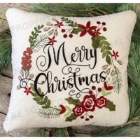 Merry Christmas Wreath Pillow