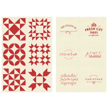 Red Barn Christmas Panel Red