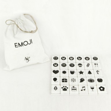 30-Piece Emoji Tile Set-White
