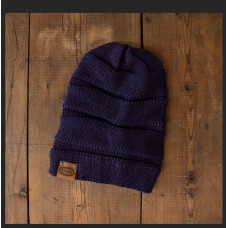 Stitch Knit Beanie- Navy