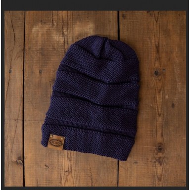 Stitch Knit Beanie- Navy