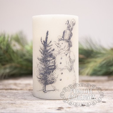 Snowman Pillar Candle