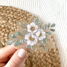 Clear Gold Triangle Flower Sticker